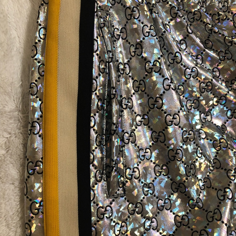 NWT Gucci Size M GG Laminated Sparkle Iridescent Shorts Ret $1280.00 - Picture 7 of 16